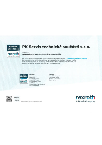 Certifikát - Rexroth Bosch - montážní technika